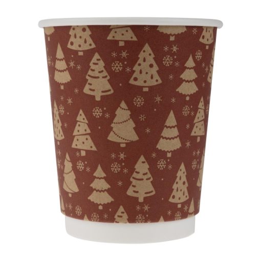 Fiesta Recyclable Festive Double Wall Hot Cups 8oz Pack of 500 (HX280)