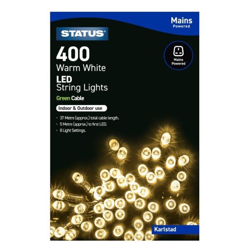 Status Karlstad 400 Warm White LED Indoor-Outdoor String Lights (HY745)