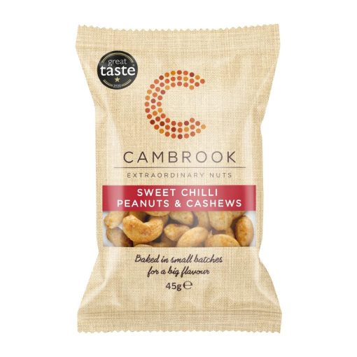 Cambrook Baked Sweet Chilli Peanuts and Cashews Snack Pack 45g Pack of 24 (KA483)