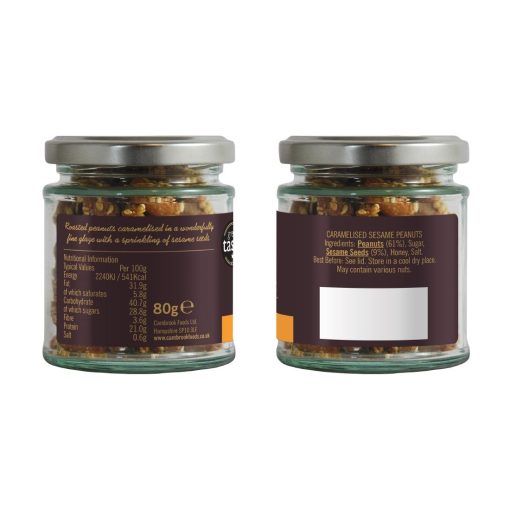 Cambrook Caramelised Sesame Peanuts Glass Jar 80g Pack of 15 (KA486)