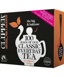 Clipper Fairtrade Classic Everyday Black Teabags - Envelope String and Tag Pack of 100 (KA500)