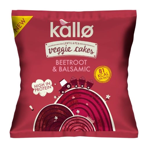 Kallo Beetroot and Balsamic Veggie Cake Snack Bags 22g Pack of 12 (KA517)