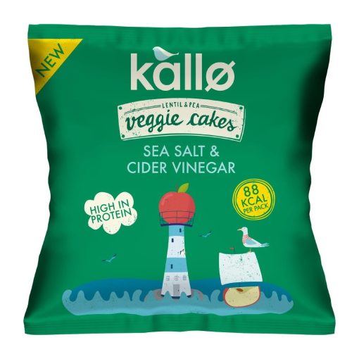 Kallo Sea Salt and Cider Vinegar Veggie Cake Snack Bags 22g Pack of 12 (KA518)