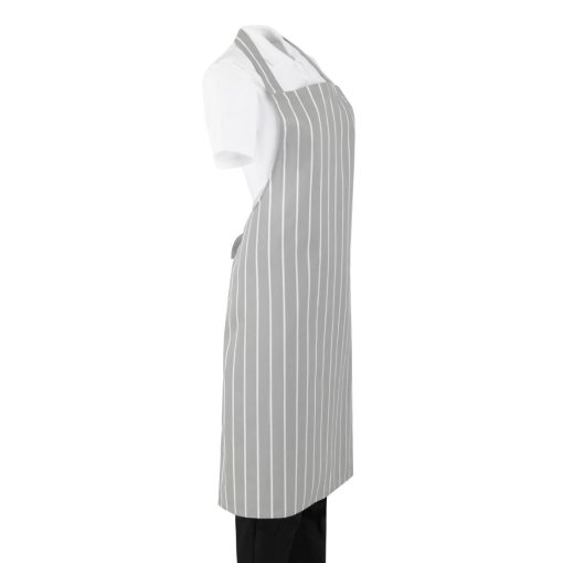 Whites Bib Apron Grey-White Butchers Stripe (BA111)