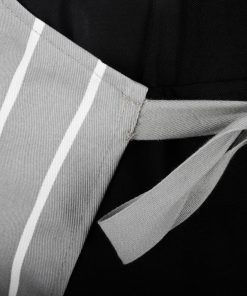 Whites Bib Apron Grey-White Butchers Stripe (BA111)