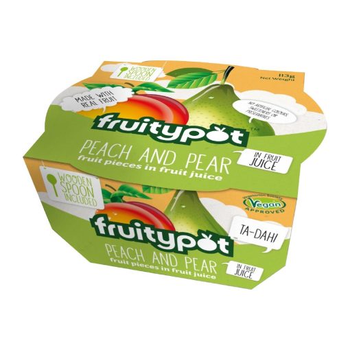 Fruitypot Peach and Pear in Juice with Spoon 113g Pack of 18 (HW356)