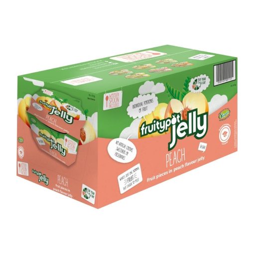 Fruitypot Peach in Peach Jelly with Spoon 120g Pack of 18 (HW359)