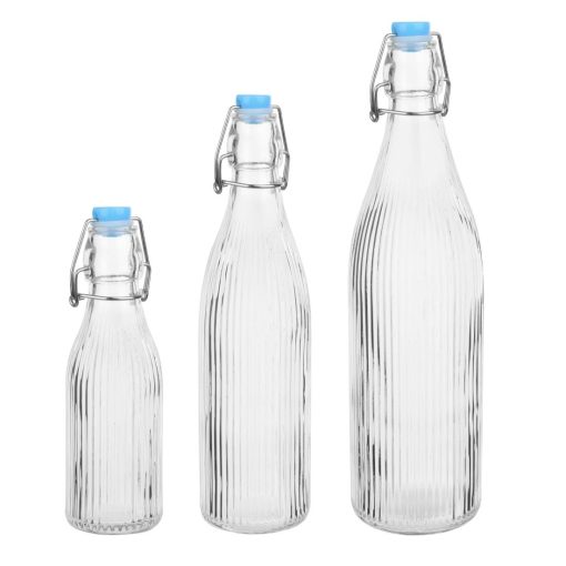 Olympia Ridged Swing Top Water Bottles 1Ltr Pack of 6 (HW793)