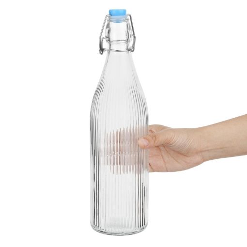 Olympia Ridged Swing Top Water Bottles 1Ltr Pack of 6 (HW793)