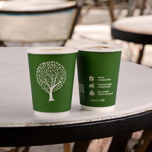 Vegware Green Tree Double Wall Hot Cups 8oz 79-Series Pack of 500 (HX486)