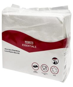 Nisbets Essentials 2ply 4-Fold White Lunch Napkins Pack of 50 (HS984)