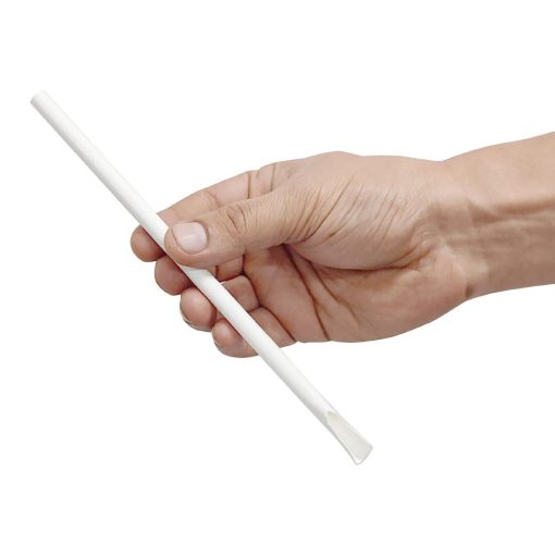 Fiesta Compostable Paper Spoon Straw White 210x8mm Pack of 250 (HU367)