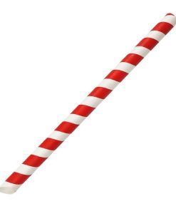 Fiesta Compostable Bubble Tea Straw Red and White 12x210mm Pack of 150 (HU368)