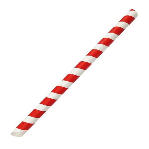 Fiesta Compostable Bubble Tea Straw Red and White 12x210mm Pack of 150 (HU368)