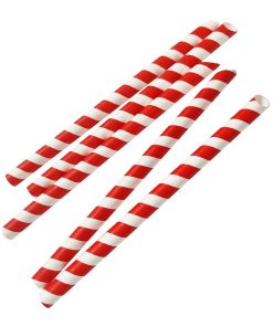 Fiesta Compostable Bubble Tea Straw Red and White 12x210mm Pack of 150 (HU368)