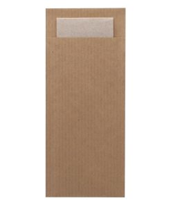 Europochette Classic Size Kraft Brown Cutlery Pouch with Kraft 2ply Napkin Pack of 500 (HX970)