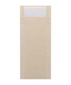 Europochette Classic Size Cream Cutlery Pouch with White 2ply Napkin Pack of 500 (HX971)