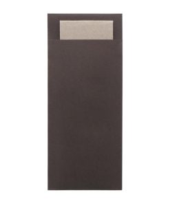 Europochette Classic Size Chocolate Brown Cutlery Pouch with Kraft 2ply Napkin Pack of 500 (HX974)