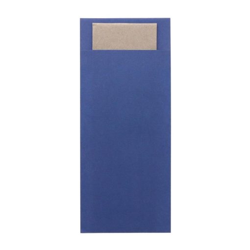 Europochette Classic Size Marine Blue Cutlery Pouch with Kraft 2ply Napkin Pack of 500 (HX976)