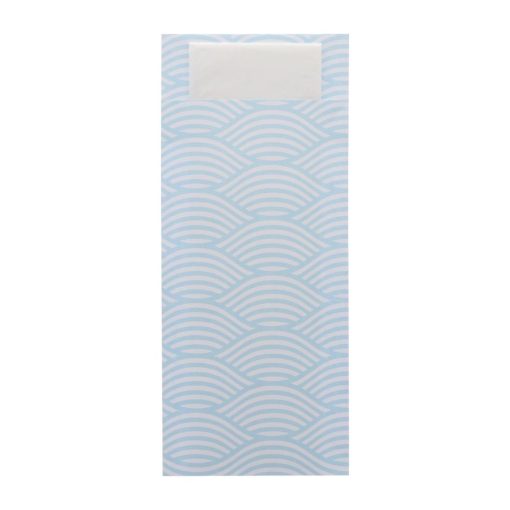 Europochette Classic Size Coastal Cutlery Pouch with White 2ply Napkin Pack of 500 (HX977)