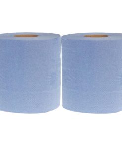 Nisbets Essentials Centrefeed Blue Roll 2-Ply - 80m Pack of 2 (HY034)