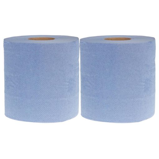 Nisbets Essentials Centrefeed Blue Roll 2-Ply - 80m Pack of 2 (HY034)