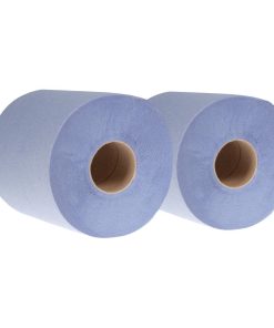 Nisbets Essentials Centrefeed Blue Roll 2-Ply - 80m Pack of 2 (HY034)