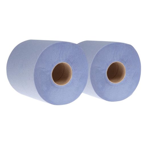 Nisbets Essentials Centrefeed Blue Roll 2-Ply - 80m Pack of 2 (HY034)