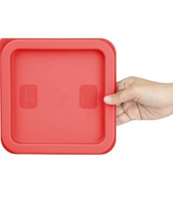 Hygiplas Square Food Storage Container Lid Red Small (HY407)