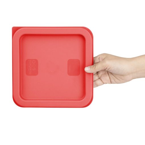 Hygiplas Square Food Storage Container Lid Red Small (HY407)