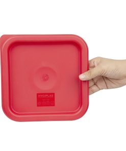 Hygiplas Square Food Storage Container Lid Red Small (HY407)