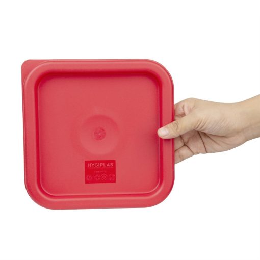 Hygiplas Square Food Storage Container Lid Red Small (HY407)