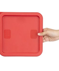 Hygiplas Square Food Storage Container Lid Red Medium (HY408)