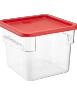 Hygiplas Square Food Storage Container Lid Red Medium (HY408)