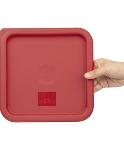 Hygiplas Square Food Storage Container Lid Red Medium (HY408)