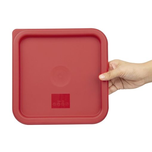 Hygiplas Square Food Storage Container Lid Red Medium (HY408)