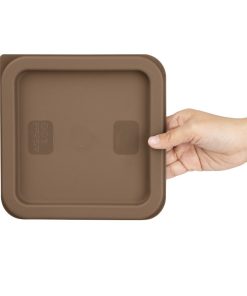 Hygiplas Square Food Storage Container Lid Brown Small (HY422)