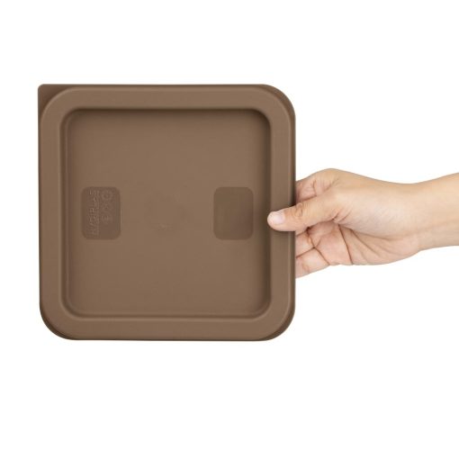 Hygiplas Square Food Storage Container Lid Brown Small (HY422)