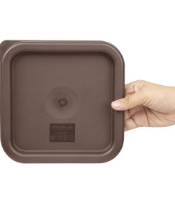 Hygiplas Square Food Storage Container Lid Brown Small (HY422)