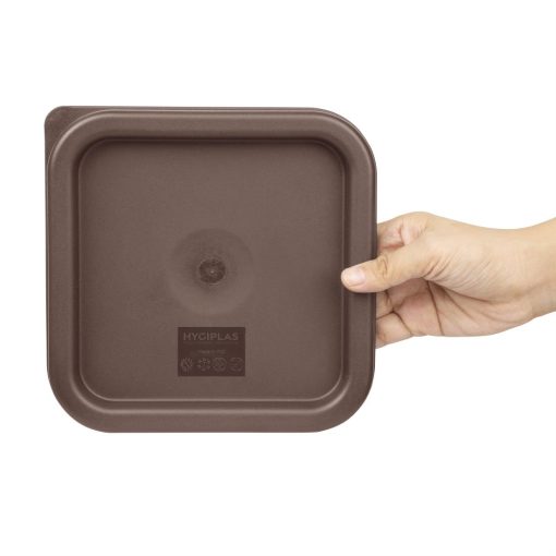 Hygiplas Square Food Storage Container Lid Brown Small (HY422)