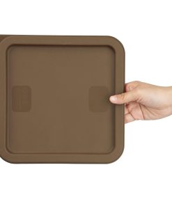 Hygiplas Square Food Storage Container Lid Brown Medium (HY423)