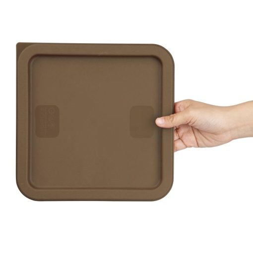 Hygiplas Square Food Storage Container Lid Brown Medium (HY423)