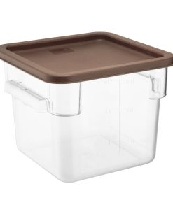 Hygiplas Square Food Storage Container Lid Brown Medium (HY423)