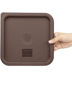 Hygiplas Square Food Storage Container Lid Brown Medium (HY423)