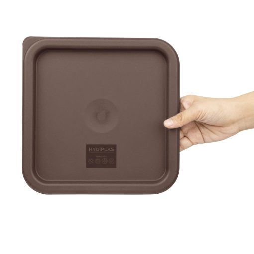 Hygiplas Square Food Storage Container Lid Brown Medium (HY423)