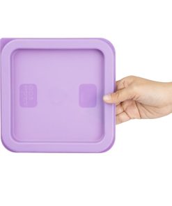 Hygiplas Square Food Storage Container Lid Purple Small (HY425)