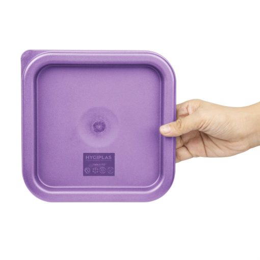 Hygiplas Square Food Storage Container Lid Purple Small (HY425)