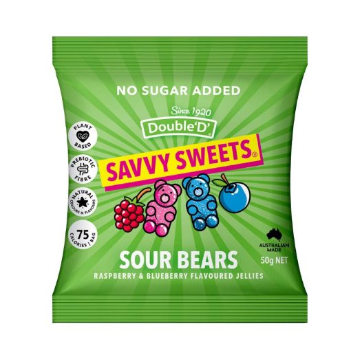 Savvy Sweets Sour Bears 50g Pack of 12 (KA612)