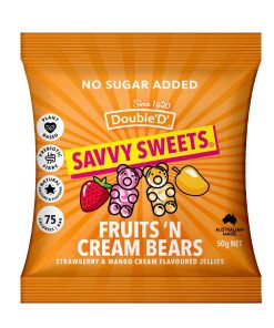 Savvy Sweets Fruits and Cream Bears 50g Pack of 12 (KA613)