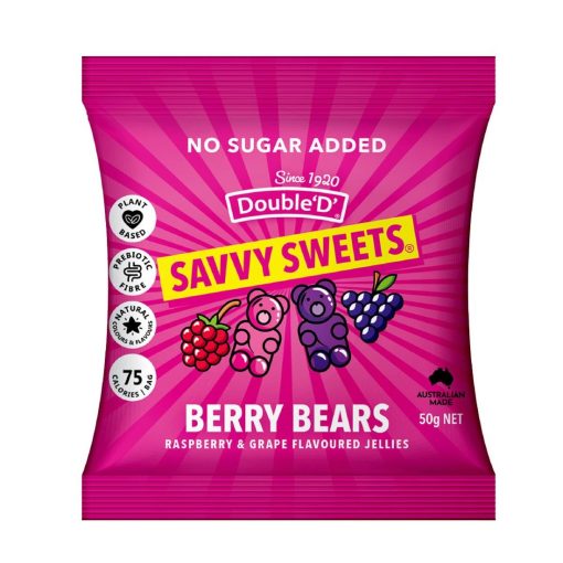 Savvy Sweets Berry Bears 50g Pack of 12 (KA614)